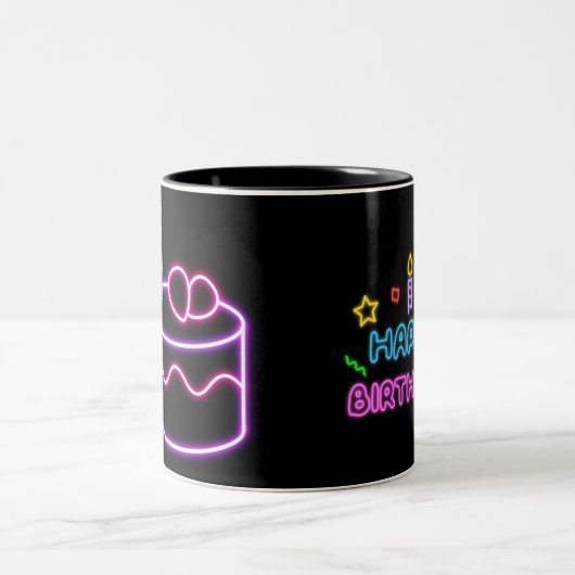 Neon birthday mug tweekleurige koffiemok (Center)