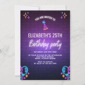Neon Birthday Party Invitation Brick Wall Style Kaart (Voorkant)