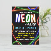 Neon Birthday Party Invitation Kaart (Staand voorkant)