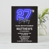 Neon Black 27e verjaardag uitnodigingen Mannen Spo (Staand voorkant)