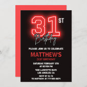 Neon Black 31e verjaardagsuitnodiging Mannen Verja Kaart (Voorkant / Achterkant)
