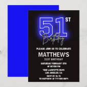 Neon Black 51e verjaardag uitnodigingen Mannen Spo (Voorkant / Achterkant)