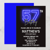 Neon Black 57e verjaardag uitnodigingen Mannen Spo (Voorkant / Achterkant)