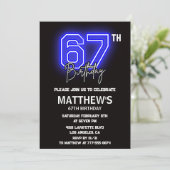 Neon Black 67e verjaardag uitnodigingen Mannen Spo (Staand voorkant)