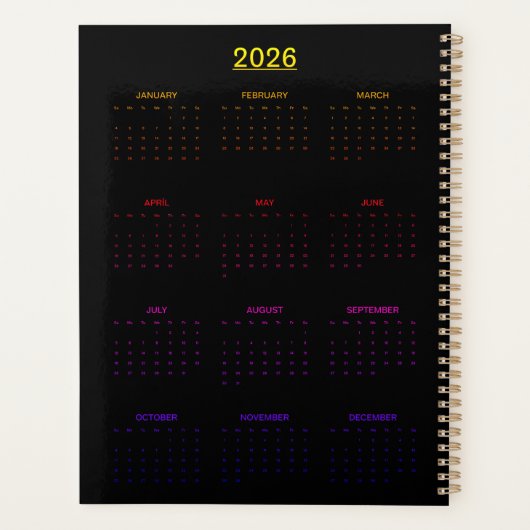 Neon Black Cat with Glowing Eyes Planner (Achterkant)