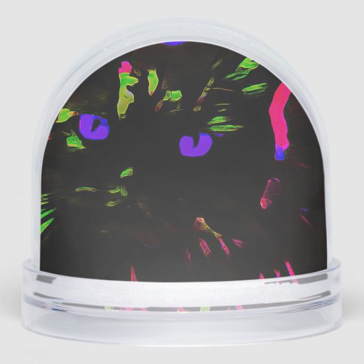 Neon Black Cat with Glowing Eyes Sneeuwbol (Voorkant)