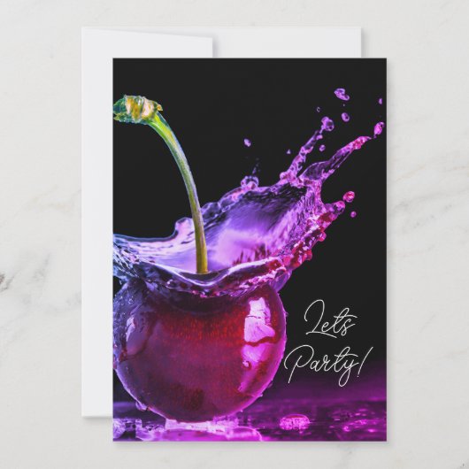 Neon Black Cherry Party uitnodiging (Voorkant)