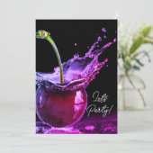 Neon Black Cherry Party uitnodiging (Staand voorkant)