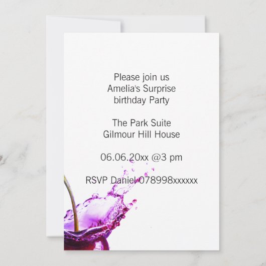 Neon Black Cherry Party uitnodiging (Achterkant)