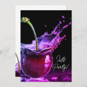 Neon Black Cherry Party uitnodiging (Voorkant / Achterkant)