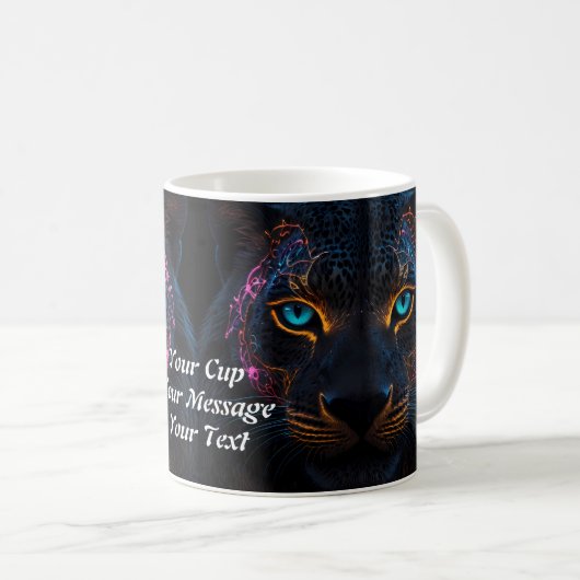 Neon Black Leopard Koffiemok (Voorkant rechts)