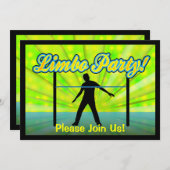 Neon/Black Silhouette Limbo Party Invitations Kaart (Voorkant / Achterkant)