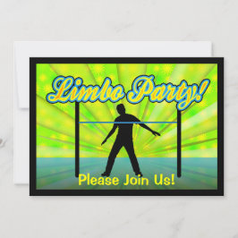 Neon/Black Silhouette Limbo Party Invitations Kaart