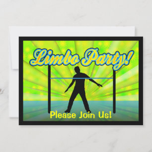Neon/Black Silhouette Limbo Party Invitations Kaart