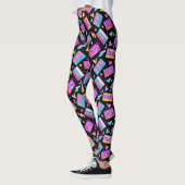 Neon & Black Trendy 80's Cassette Muziek Leggings (Links)