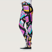 Neon & Black Trendy 80's Cassette Muziek Leggings (Links)