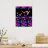 Neon Blacklight Abstract Glas in lood Cocktail Poster (Keuken)