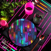 Neon Blacklight Abstract Glas in lood Papieren Bordje