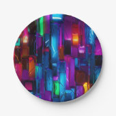 Neon Blacklight Abstract Glas in lood Papieren Bordje (Voorkant)
