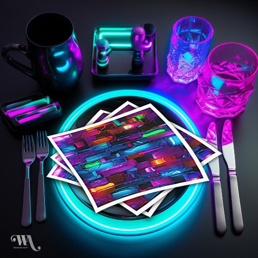 Neon Blacklight Abstract Glas in lood Servet