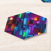 Neon Blacklight Abstract Glas Verjaardag Kartonnen Onderzetters (Schuin)
