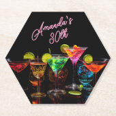 Neon Blacklight Adult Cocktail Verjaardag Kartonnen Onderzetters (Voorkant)