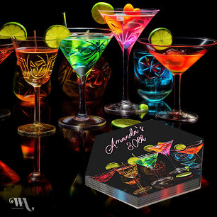 Neon Blacklight Adult Cocktail Verjaardag Kartonnen Onderzetters