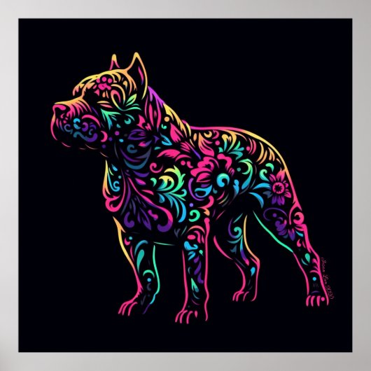 Neon Blacklight American Bully Art Poster (Voorkant)