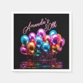 Neon Blacklight Ballonnen Cocktail Verjaardag Servet (Voorkant)