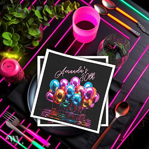Neon Blacklight Ballonnen Cocktail Verjaardag Servet
