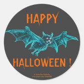 Neon Blacklight Bat Ronde Sticker (Voorkant)