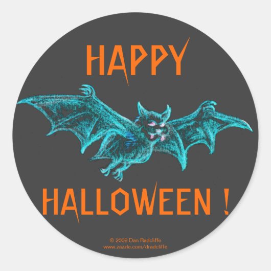 Neon Blacklight Bat Ronde Sticker (Voorkant)