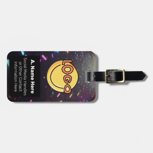 Neon Blacklight Branding Aangepaste Logo Nightlife Bagagelabel (Voorkant horizontaal)