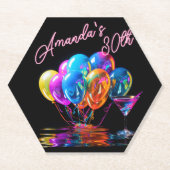 Neon Blacklight Cocktailballonnen Verjaardag Kartonnen Onderzetters (Voorkant)
