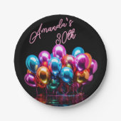 Neon Blacklight Mylar Ballons Verjaardag Papieren Bordje (Voorkant)