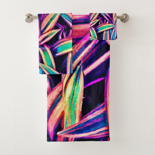 Neon blad patronen onthuld bad handdoek (Insitu)