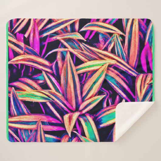 Neon blad patronen onthuld sherpa deken (Voorkant (horizontaal))