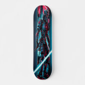 "Neon Blade Warrior: Cyberpunk Samurai Persoonlijk Skateboard (Voorkant)