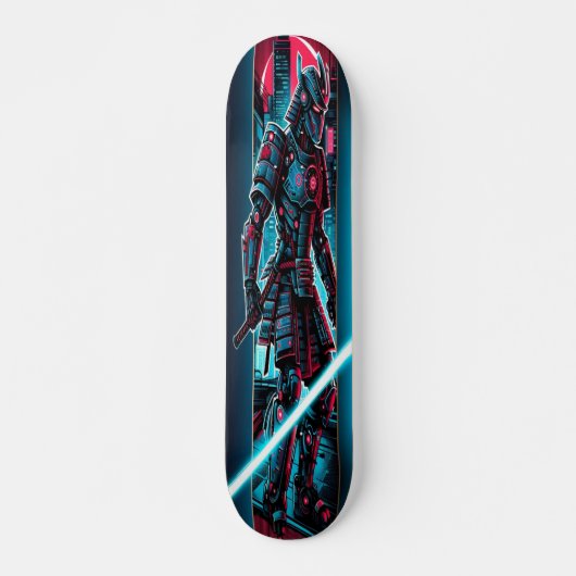 "Neon Blade Warrior: Cyberpunk Samurai Persoonlijk Skateboard (Voorkant)