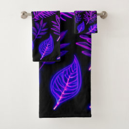 Neon bladeren in roze en Paarse tinten Bad Handdoek