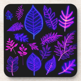 Neon bladeren in roze en Paarse tinten Bier Onderzetter