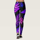 Neon bladeren in roze en Paarse tinten Leggings (Achterkant)