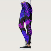 Neon bladeren in roze en Paarse tinten Leggings (Links)