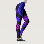 Neon bladeren in roze en Paarse tinten Leggings (Rechts)