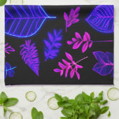 Neon bladeren in roze en Paarse tinten Theedoek (Gevouwen)