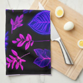 Neon bladeren in roze en Paarse tinten Theedoek (Quarter Fold)