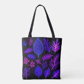 Neon bladeren in roze en Paarse tinten Tote Bag (Achterkant)