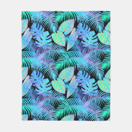 Neon Bladeren Tropisch Fleece Deken