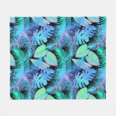 Neon Bladeren Tropisch Fleece Deken (Voorkant (Horizontaal))