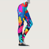 Neon Bladparadijs Kunst Leggings (Rechts)